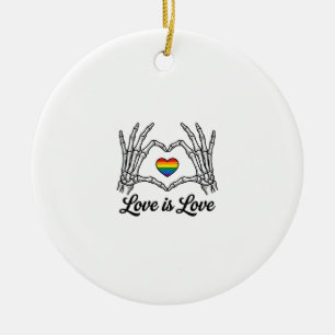 Adorno De Cerámica Camiseta Corazón Arcoíris Manos de Esqueleto El Am