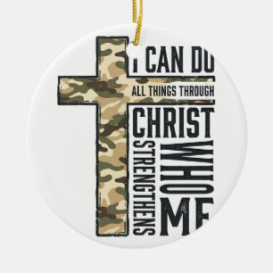 Adorno De Cerámica Camiseta Cristiana Cruz de Fe Puedo Hacer Todas la