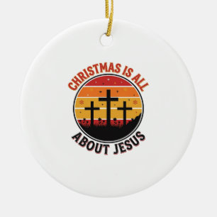 Adorno De Cerámica Camiseta cristiana de Navidad Jesús puesta del sol