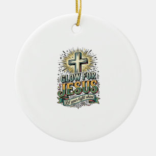 Adorno De Cerámica Camiseta Cruz Cristiana Vintage Brilla Para Jesús