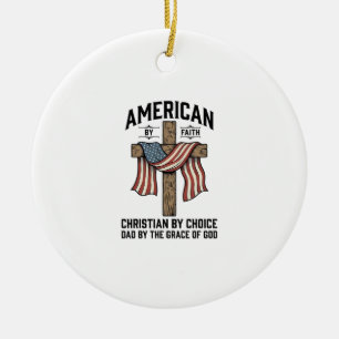 Adorno De Cerámica Camiseta Cruz Patriótica Padre Cristiano por Fe Es