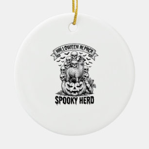 Adorno De Cerámica Camiseta de Alpaca de Halloween Diseño Antiguo de