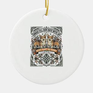 Adorno De Cerámica Camiseta de Amante de Corgi Grabado Vintage Diseño