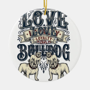Adorno De Cerámica Camiseta de amor de Bulldog Grabado vintage cita d