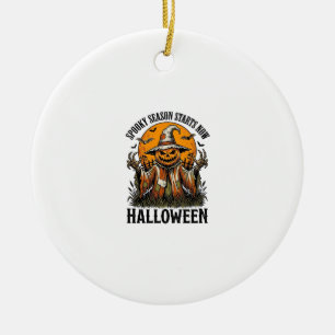 Adorno De Cerámica Camiseta de Bruja Calabaza Espantapájaros de Hallo