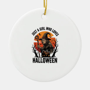 Adorno De Cerámica Camiseta de Bruja de Halloween Grabado Vintage Dis