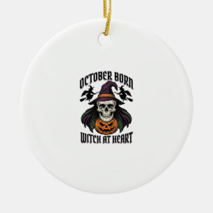 Adorno De Cerámica Camiseta de Bruja de Octubre Cumpleaños de Hallowe
