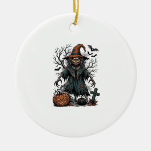 Adorno De Cerámica Camiseta de calabaza de Halloween espantapájaros b