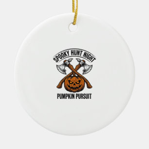 Adorno De Cerámica Camiseta de caza de Halloween con hachas de calaba