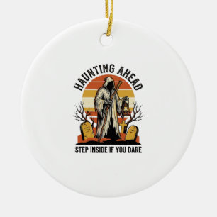 Adorno De Cerámica Camiseta de cementerio espeluznante con segador de