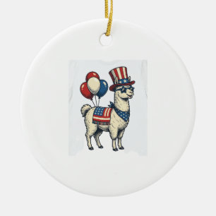 Adorno De Cerámica Camiseta de diseño de grabado vintage de llama pat