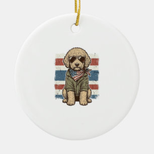 Adorno De Cerámica Camiseta de diseño de perro garabato patriótico vi