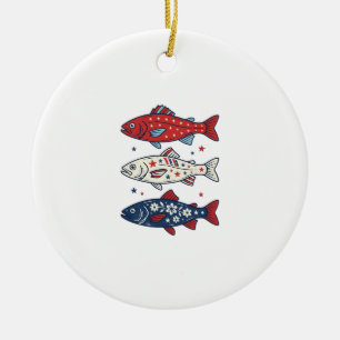 Adorno De Cerámica Camiseta de diseño vintage de tres peces patriótic