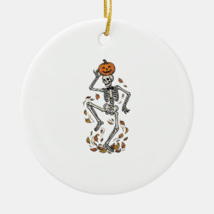 Adorno De Cerámica Camiseta de Esqueleto de Calabaza Arte de Huesos B