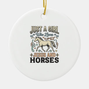Adorno De Cerámica Camiseta De Fe Vintage De Caballo Chica Jesús Y Ca