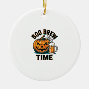 Adorno De Cerámica Camiseta de fiesta de cerveza de Halloween calabaz