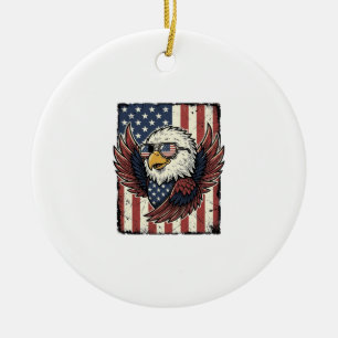 Adorno De Cerámica Camiseta de Gafas de Sol Águila Patriótica Vintage