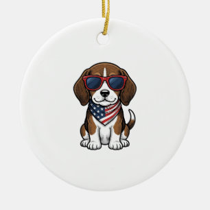 Adorno De Cerámica Camiseta de gafas de sol de cachorro de beagle pat
