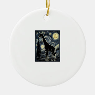 Adorno De Cerámica Camiseta de grabado de jirafa vintage noche estrel