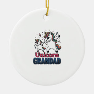 Adorno De Cerámica Camiseta de grabado vintage de abuelo unicornio_1