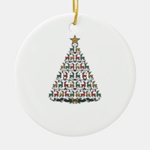 Adorno De Cerámica Camiseta de grabado vintage de árbol de Navidad de