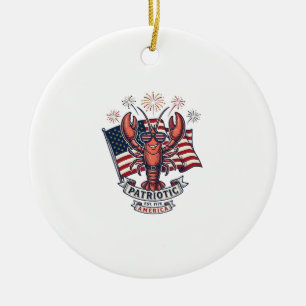 Adorno De Cerámica Camiseta de grabado vintage de bandera de langosta