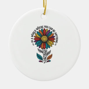 Adorno De Cerámica Camiseta de grabado vintage de flor de arcoíris am