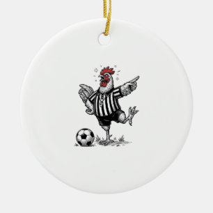 Adorno De Cerámica Camiseta de grabado vintage de fútbol de pollo div