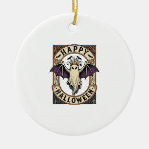 Adorno De Cerámica Camiseta de grabado vintage de murciélago fantasma
