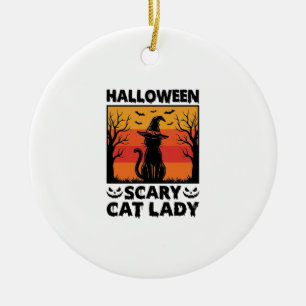 Adorno De Cerámica Camiseta de grabado vintage de señora de gato ater