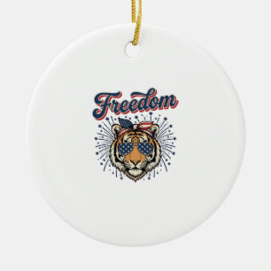 Adorno De Cerámica Camiseta de grabado vintage patriota Tigre de la L
