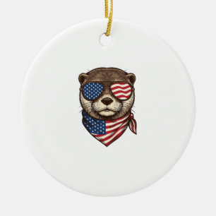 Adorno De Cerámica Camiseta de grabado vintage vector nutria patrióti