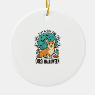 Adorno De Cerámica Camiseta de Halloween de Corgi para niñas amantes