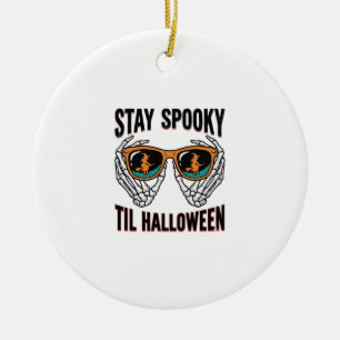 Adorno De Cerámica Camiseta de Halloween de esqueleto con gafas de br