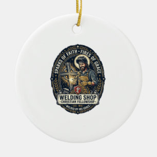 Adorno De Cerámica Camiseta de Jesus Welder Metal Shop Inspirador Hec