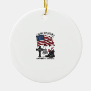 Adorno De Cerámica Camiseta de la bandera del amapola de la cruz memo