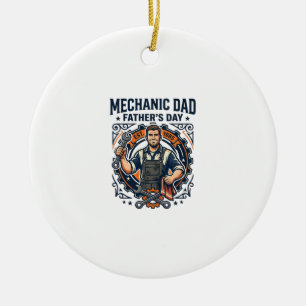 Adorno De Cerámica Camiseta de mecánico del día del padre Dad diverti