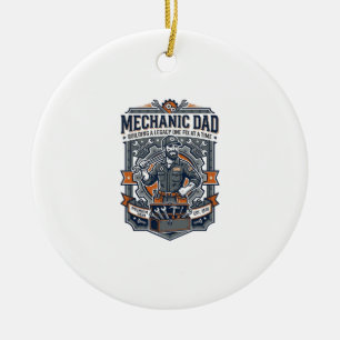 Adorno De Cerámica Camiseta de mecánico del día del padre Dad diverti