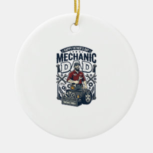 Adorno De Cerámica Camiseta de mecánico del día del padre Dad diverti