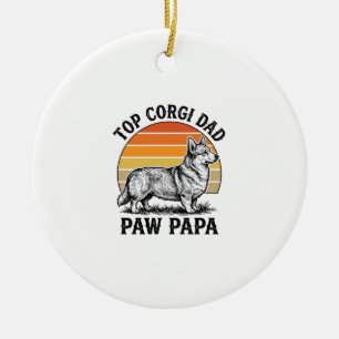 Adorno De Cerámica Camiseta de Papá Corgi Atardecer Vintage Regalo de