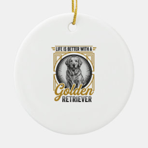 Adorno De Cerámica Camiseta de perro amante de grabado vintage Retrie