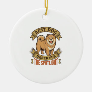Adorno De Cerámica Camiseta de perro Chow Chow Grabado vintage divert