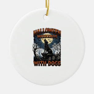 Adorno De Cerámica Camiseta de perro de Halloween Puppy de cementerio