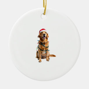 Adorno De Cerámica Camiseta de perro de Navidad, Pijama de Retriever