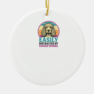 Adorno De Cerámica Camiseta de perro vintage de Cocker Spaniel fácilm