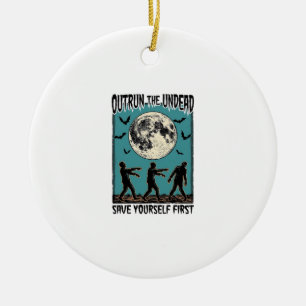 Adorno De Cerámica Camiseta de persecución de zombis Gráfica de escap