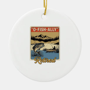 Adorno De Cerámica Camiseta de pesca vintage O-Fish-Ally Retired Dise