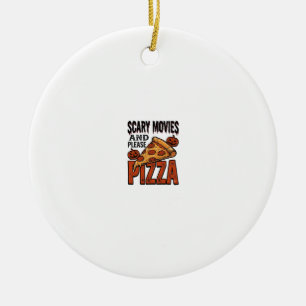 Adorno De Cerámica Camiseta de Pizza de Terror para Fans de Noches de