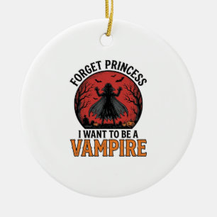 Adorno De Cerámica Camiseta de Princesa Vampiro Espeluznante Retro Di