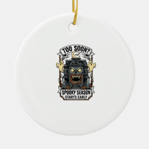 Adorno De Cerámica Camiseta de Temporada Espeluznante Grabado Vintage